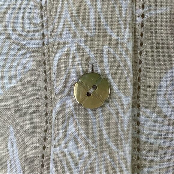 Sigrid Olsen Linen Beige Floral Graphic Shirt M - Picture 7 of 8